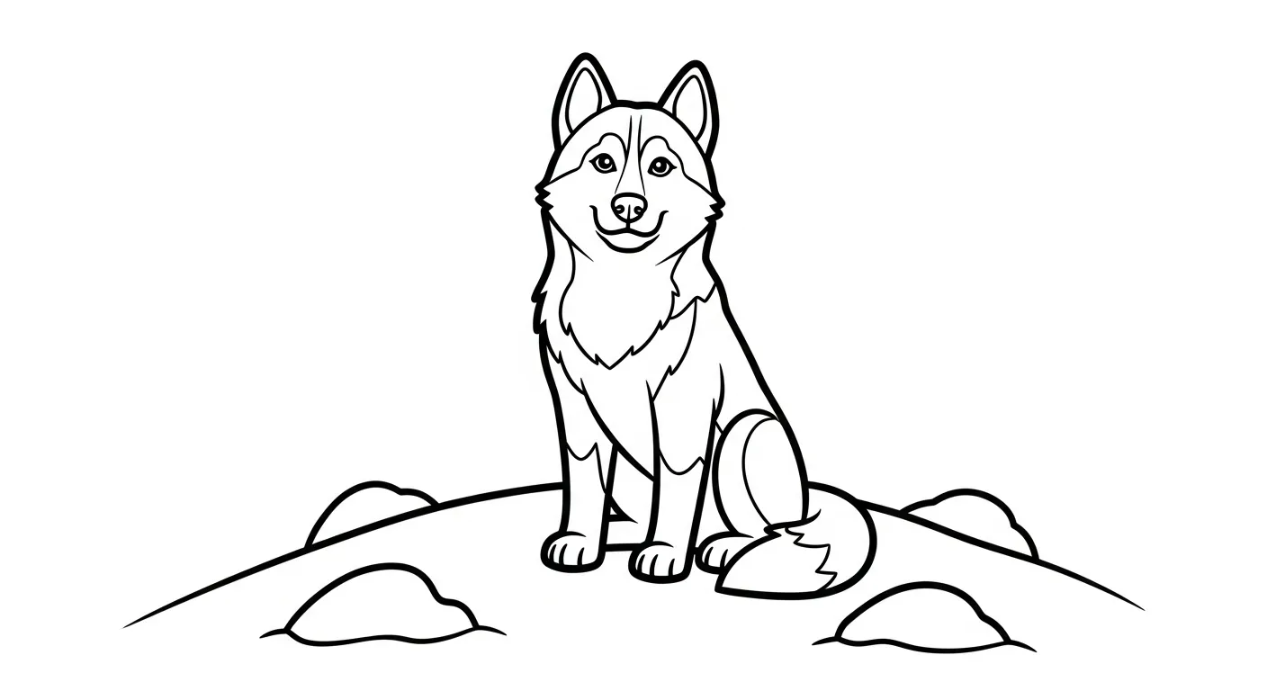 coloriage Husky pour enfant de 5 ans 1