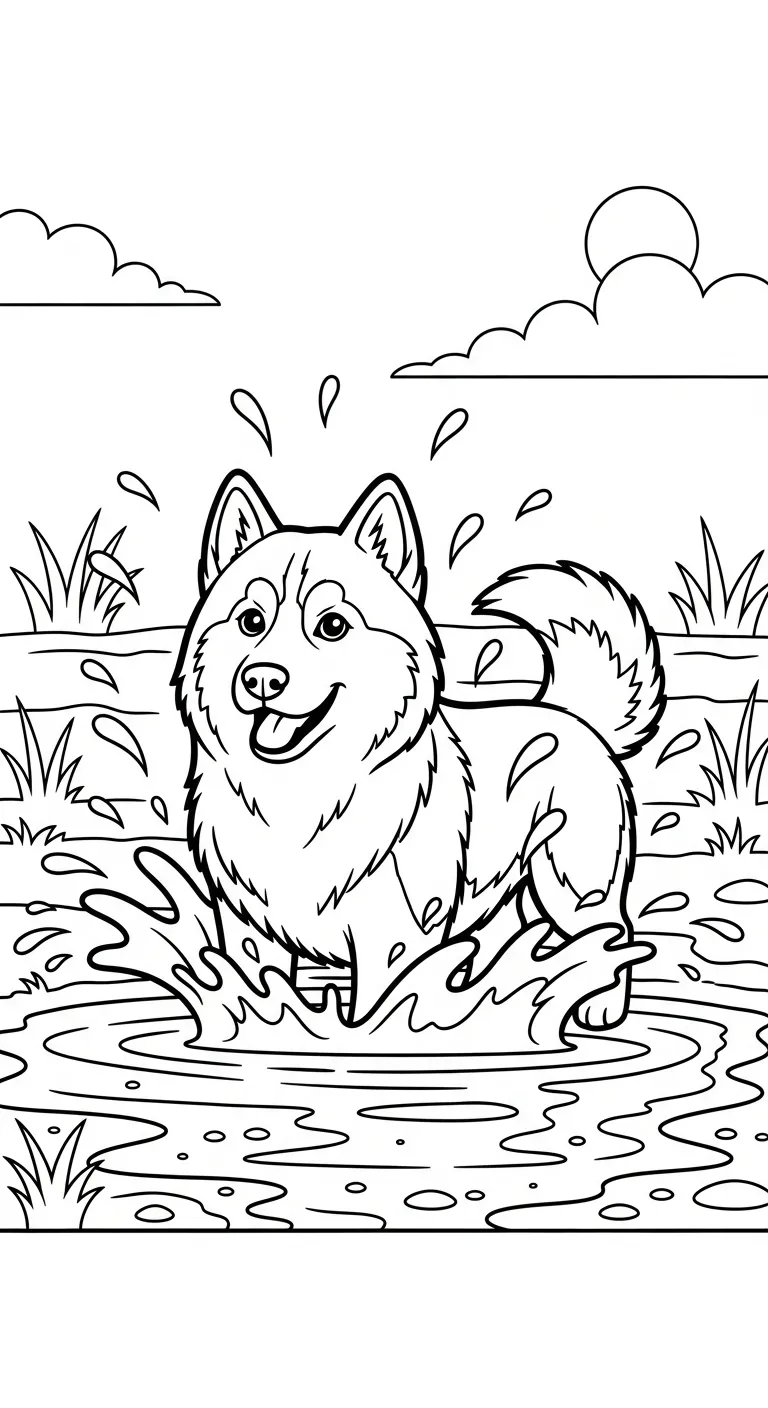 coloriage Husky en ligne pour enfant