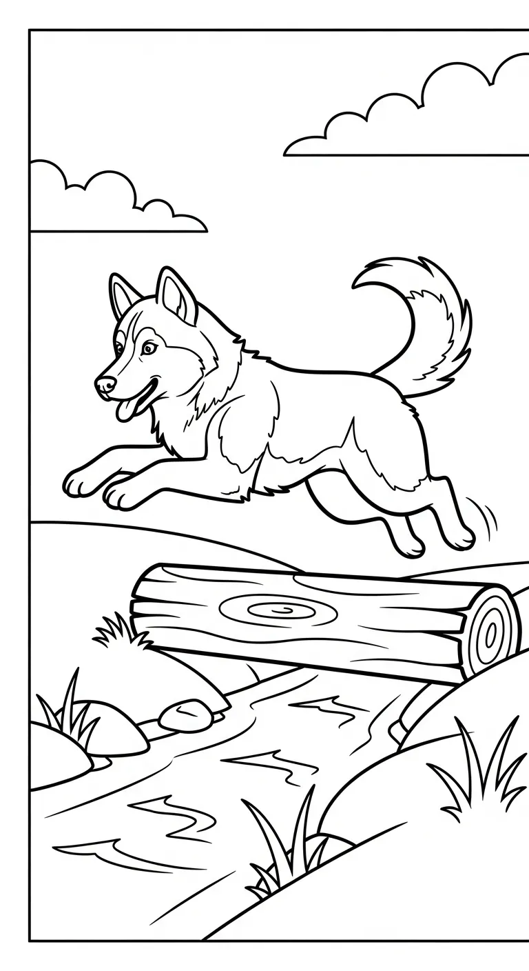 coloriage Husky pour enfant à imprimer