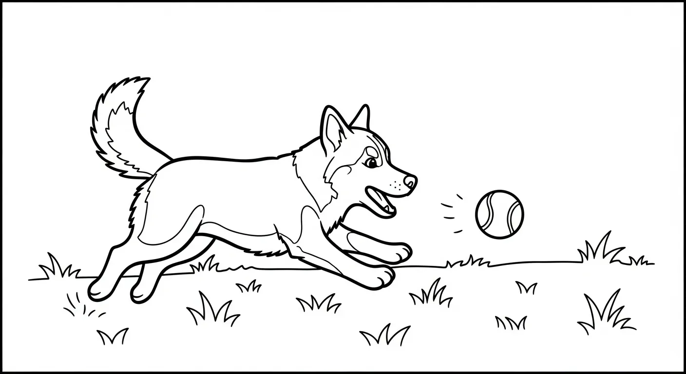 coloriage Husky pour enfants à imprimer