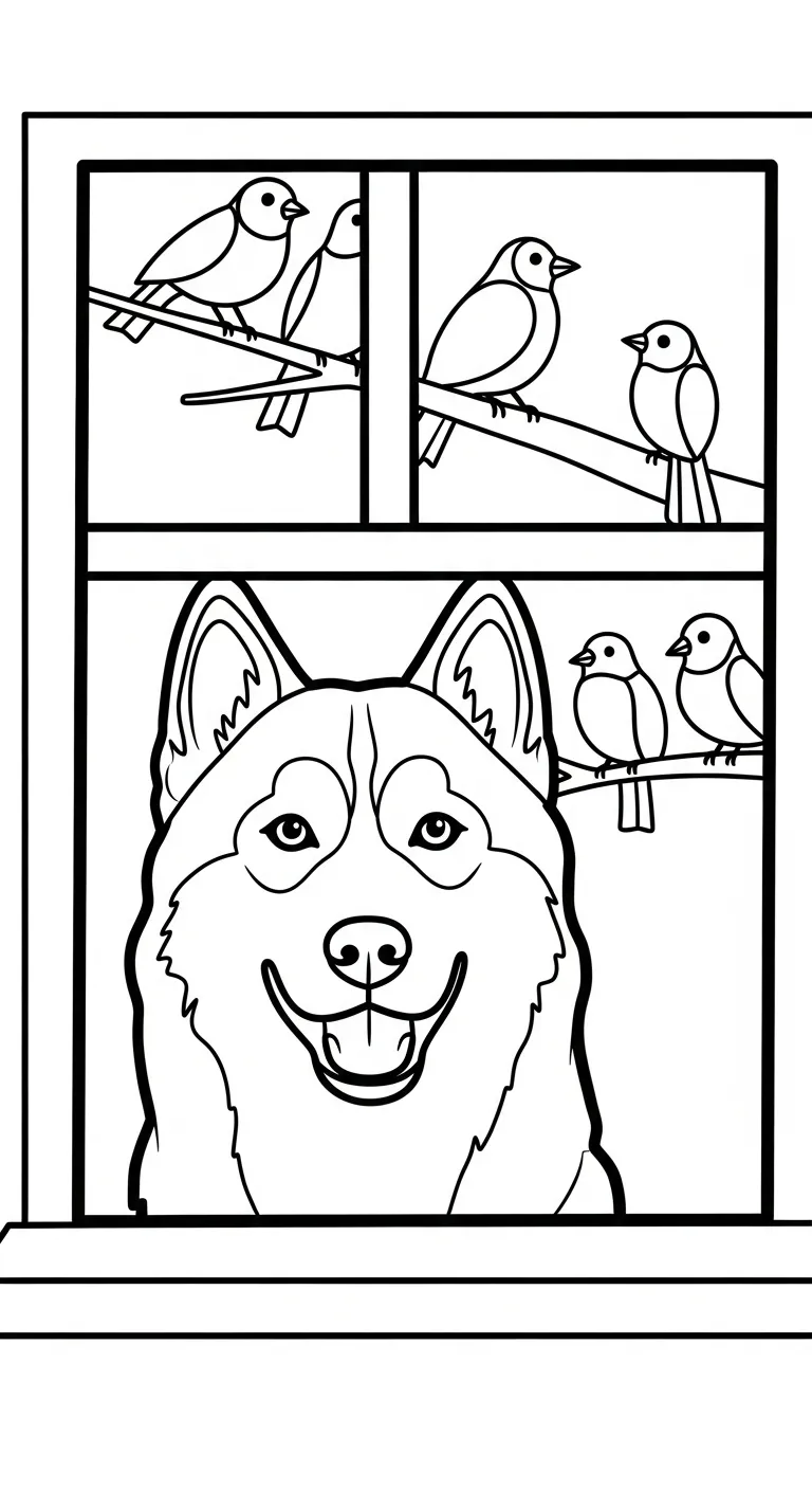 coloriage Husky à imprimer pour enfant de 6 ans