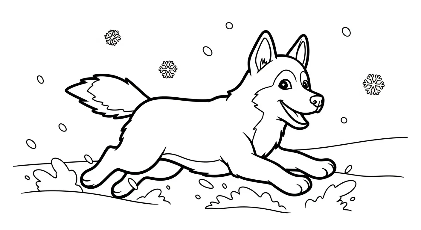 coloriage Husky à imprimer pour enfant de 4 ans