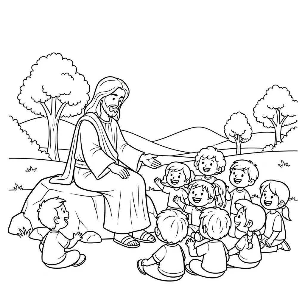 coloriage Jésus Christ à imprimer kawaii 1