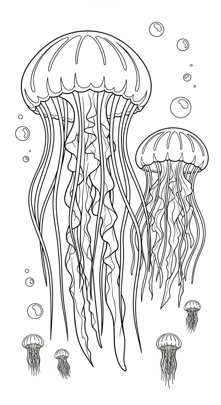 coloriage Méduse pour enfant de 6 ans 1