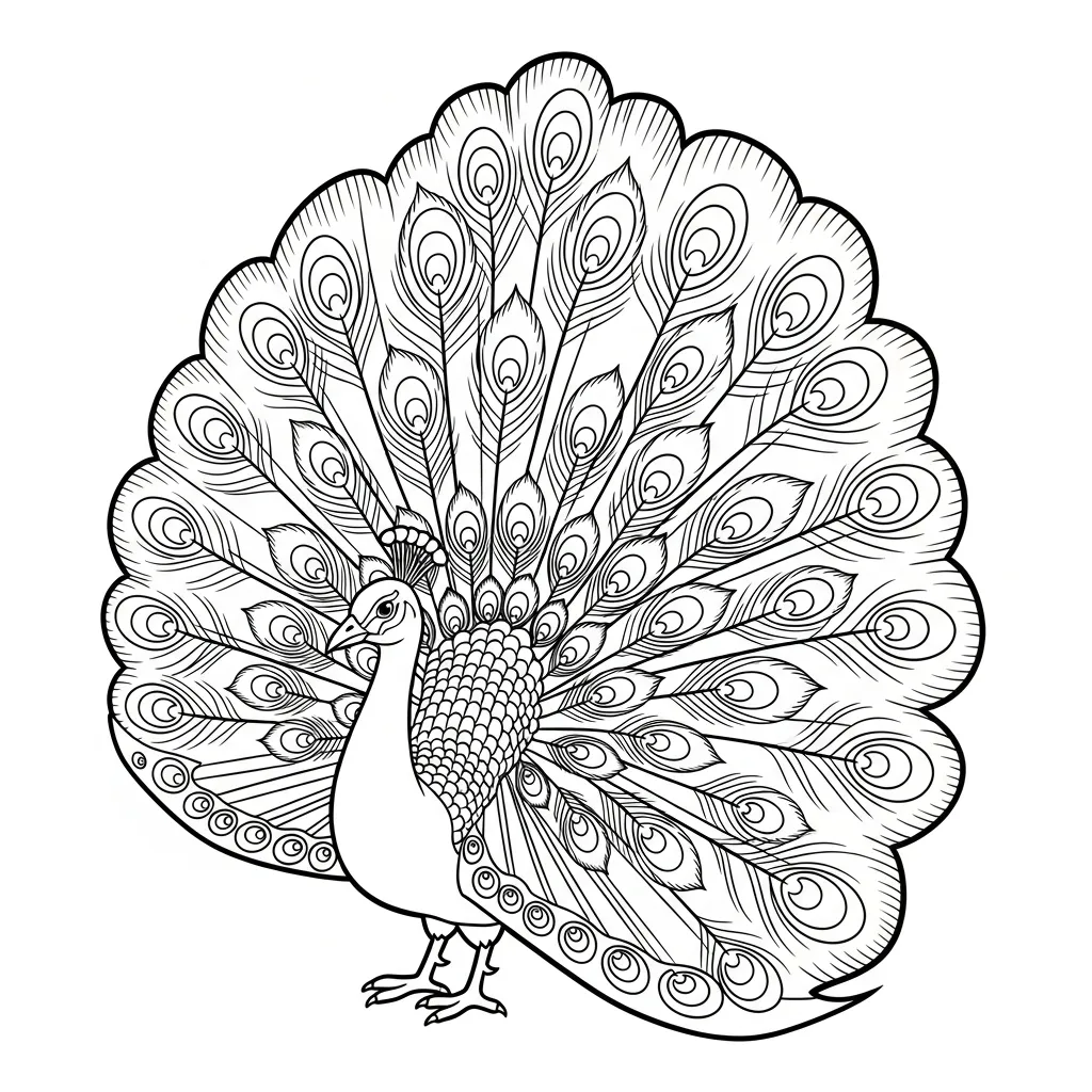 coloriage Paon pour enfant de 2 ans 1