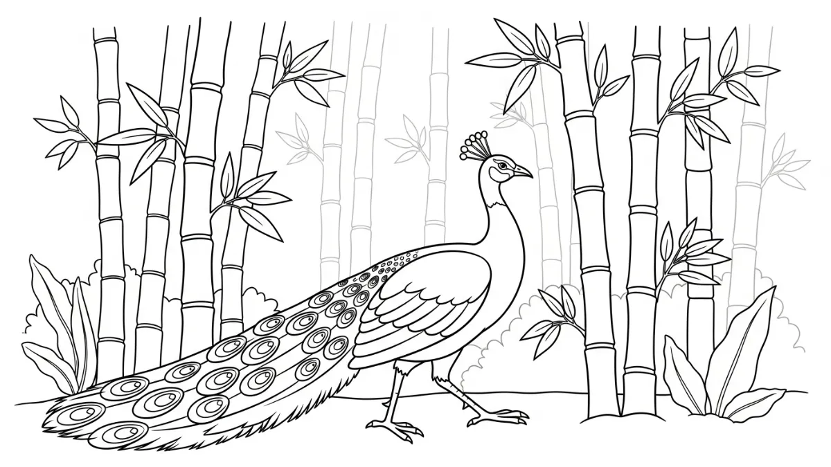 coloriage Paon pour enfant de 7 ans