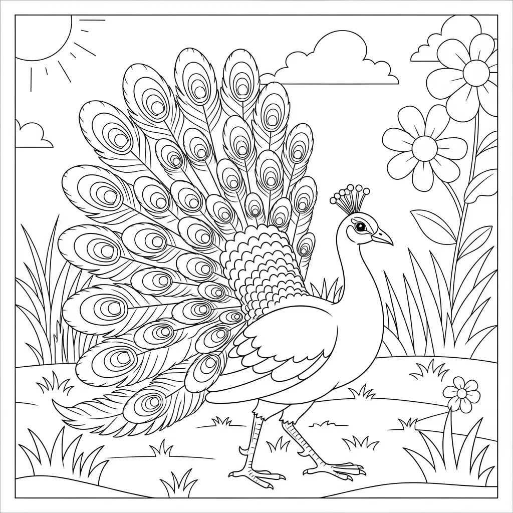 coloriage Paon et dessin a imprimer 1