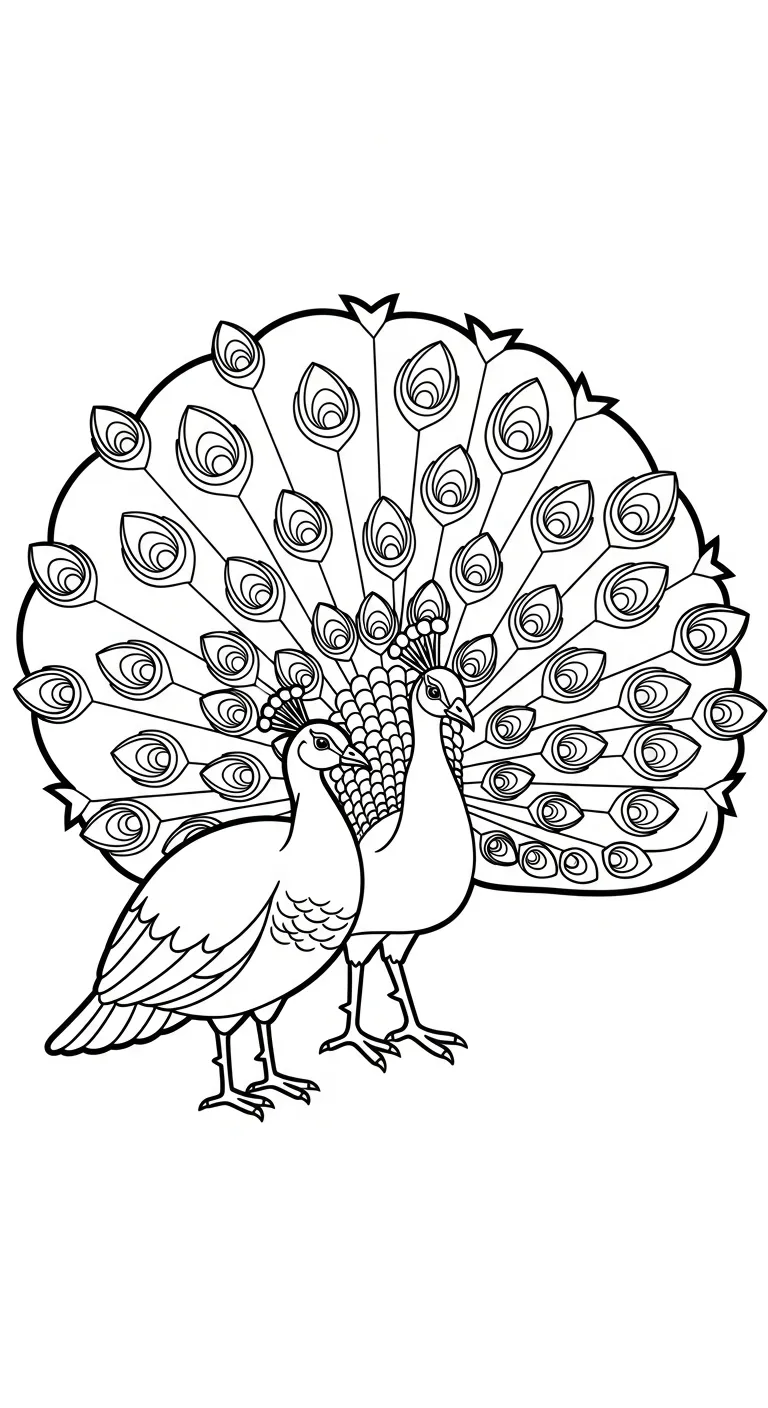 coloriage Paon pour enfant de 2 ans