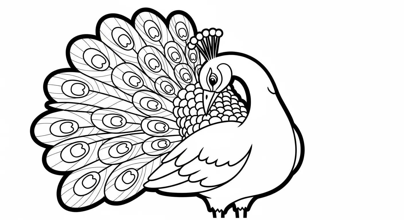 coloriage Paon à imprimer kawaii