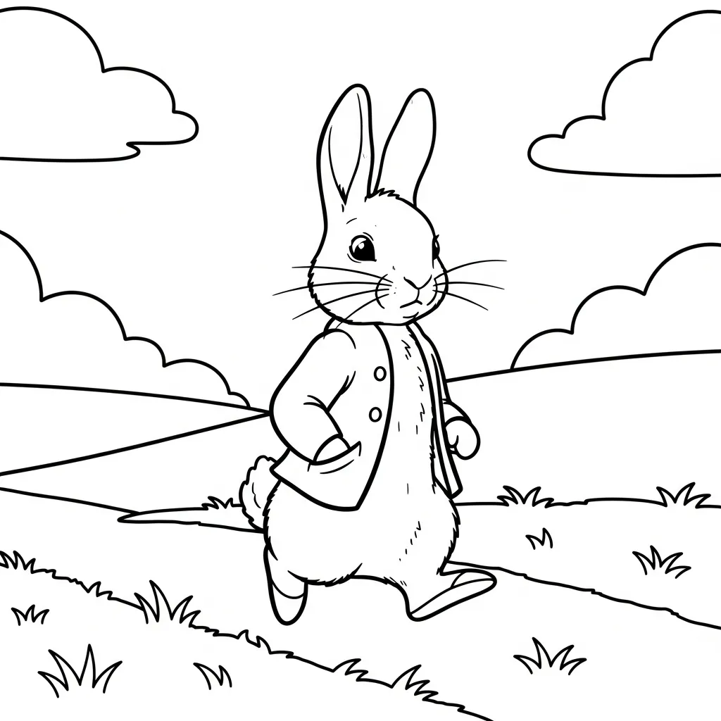 coloriage Peter Rabbit à imprimer pour enfant de 8 ans