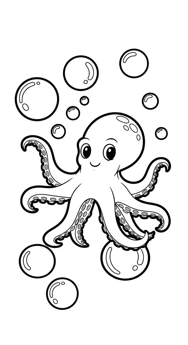 imprimer coloriage Pieuvre pour enfant