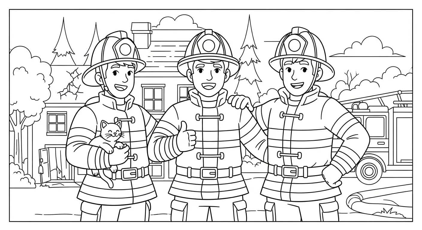 image pour coloriage Pompier enfant 1
