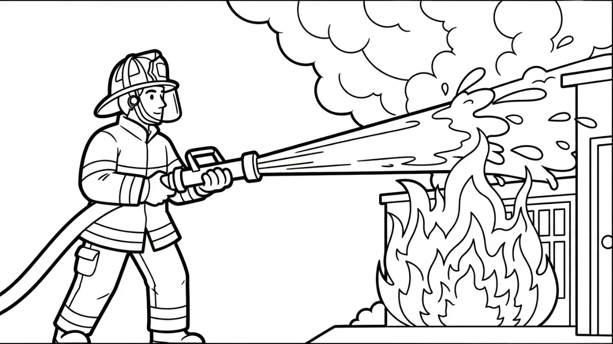 coloriage Pompier à imprimer gratuitement 2