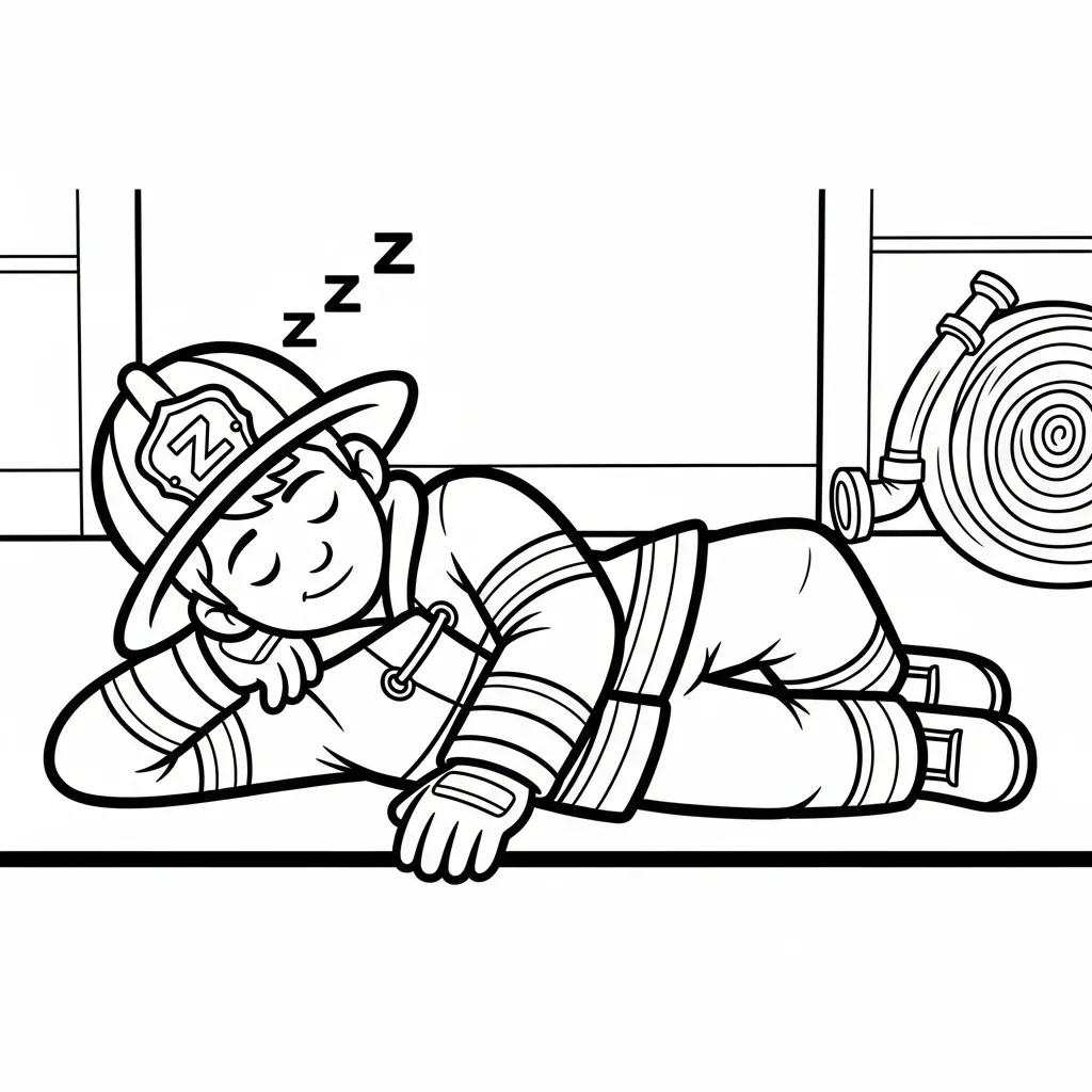 image pour coloriage Pompier enfant