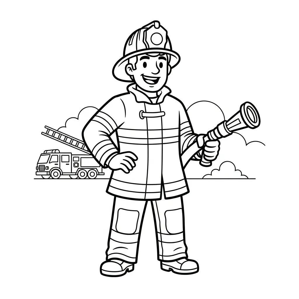 coloriage Pompier à imprimer gratuitement