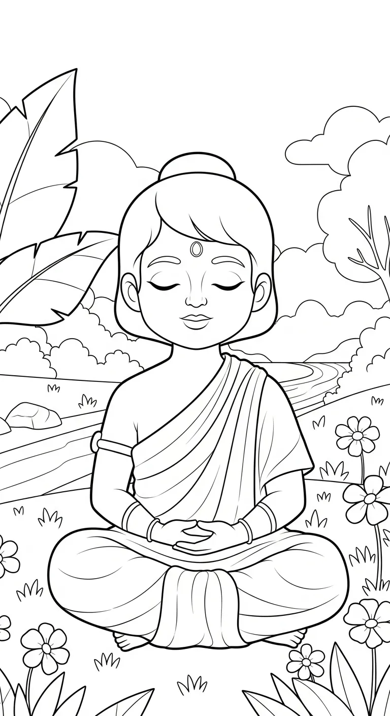 coloriage Siddhartha Gautama à imprimer pour enfant de 10 ans