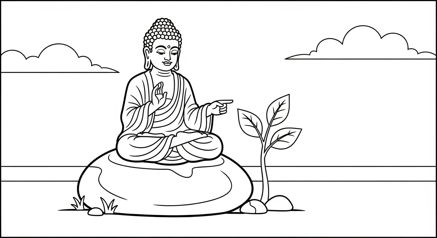 coloriage Siddhartha Gautama à imprimer kawaii 1