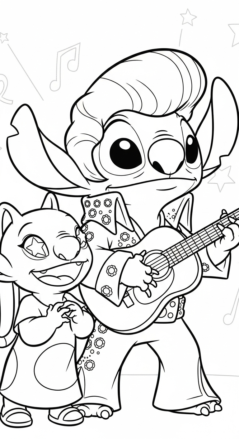 coloriage Stitch et Angel updated et découpage à imprimer 2