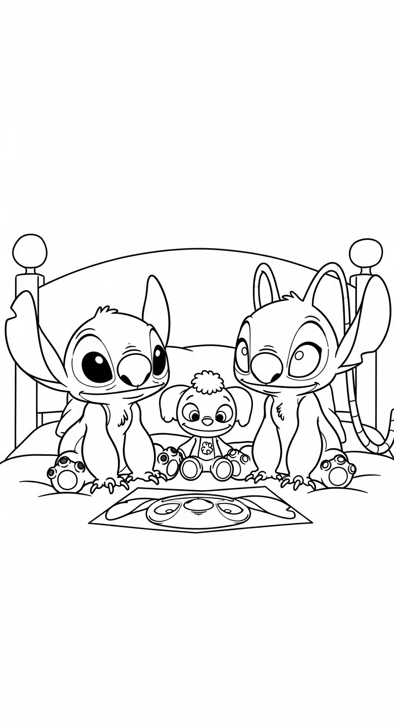 coloriage Stitch et Angel updated à imprimer pour enfants 1