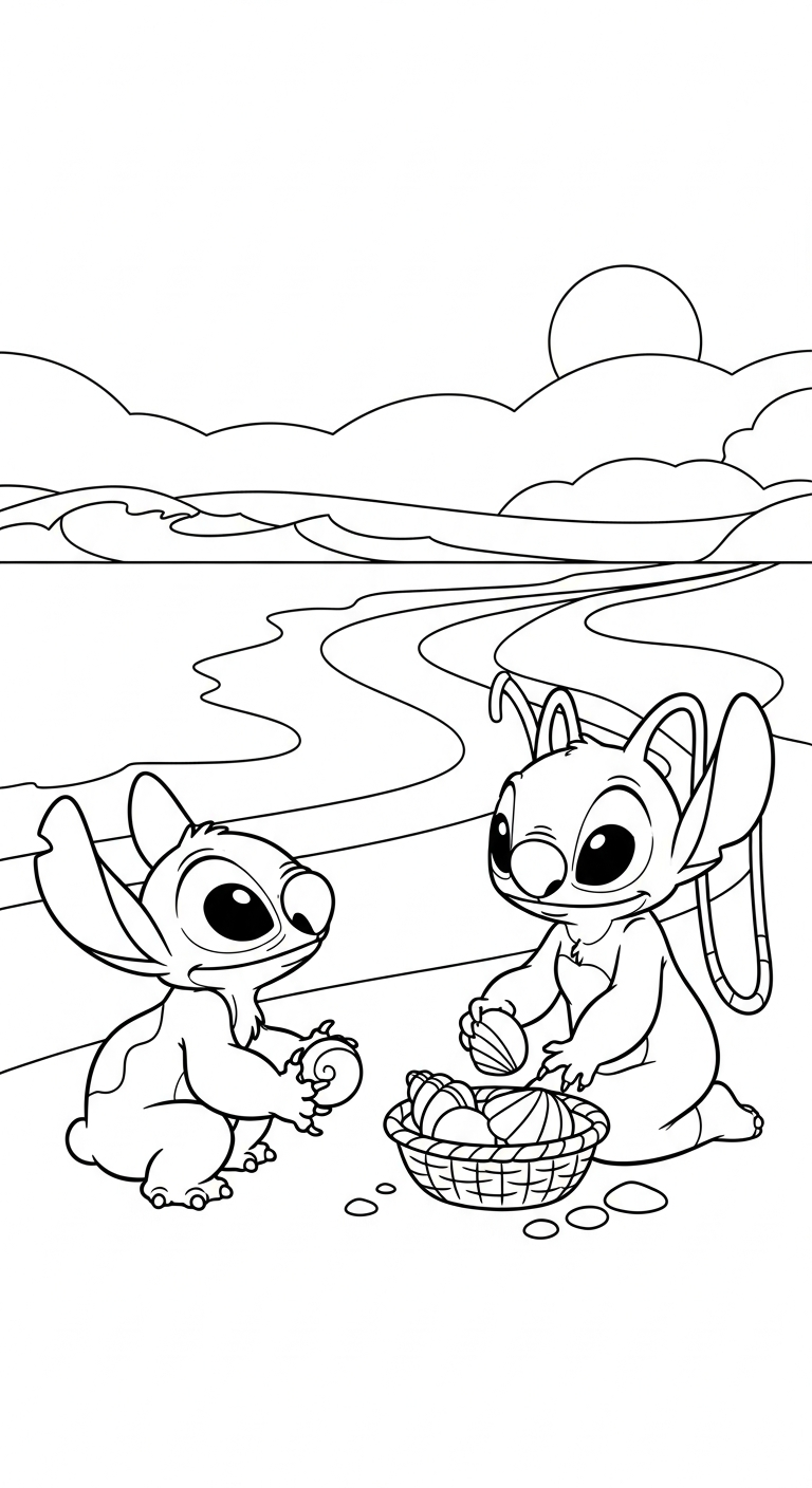coloriage Stitch et Angel updated pour enfant gratuit
