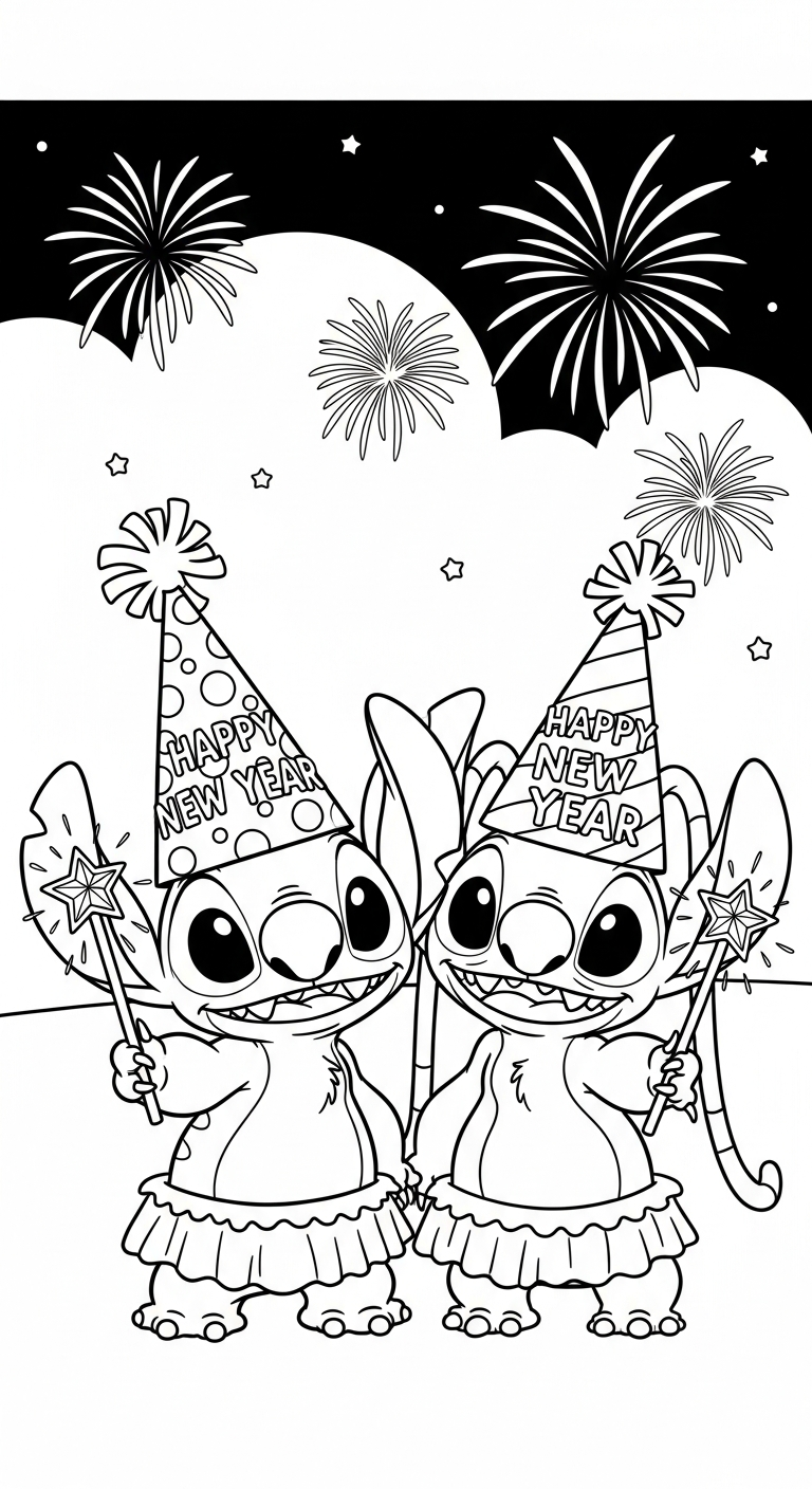 coloriage Stitch et Angel updated pour enfant de 10 ans