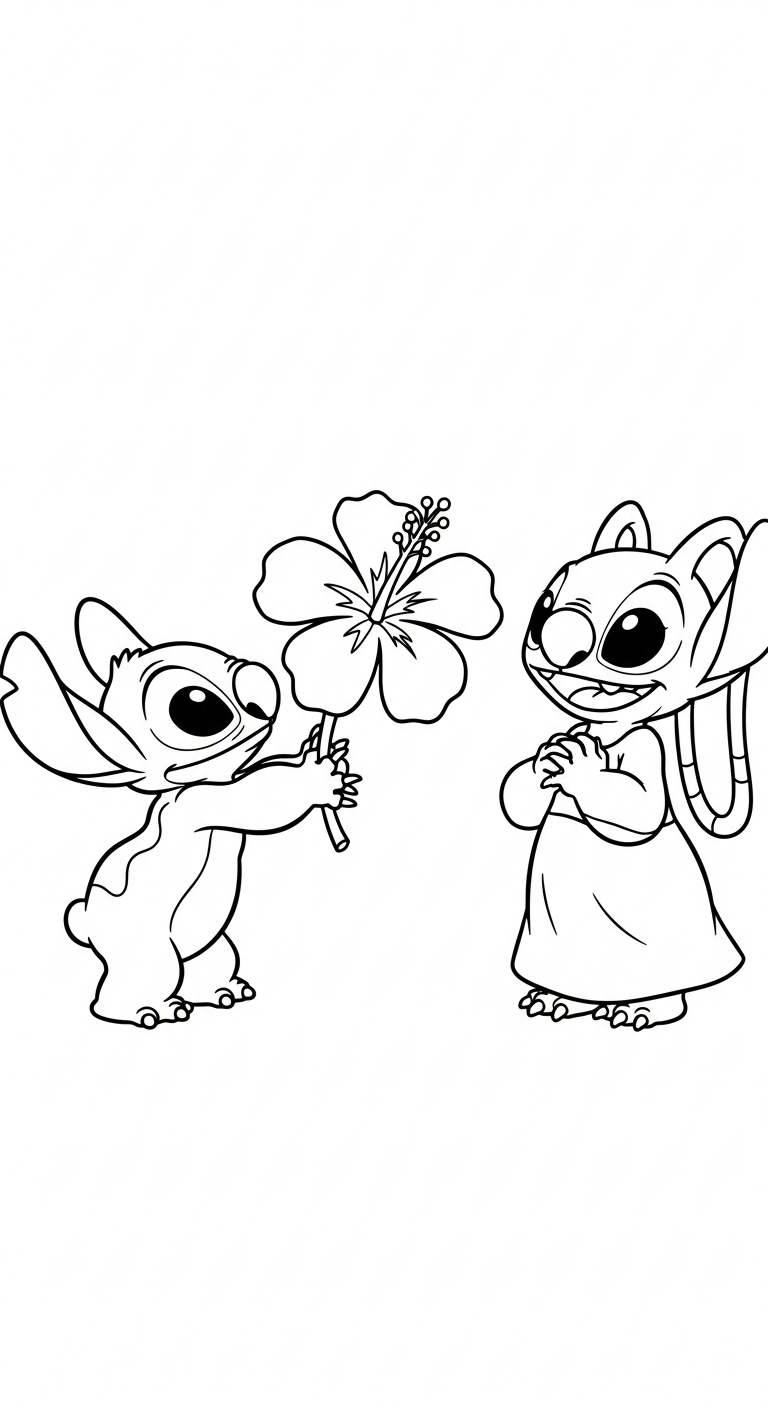 coloriage Stitch et Angel updated en ligne pour enfant