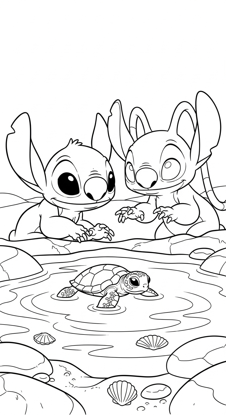coloriage Stitch et Angel updated de pour enfants