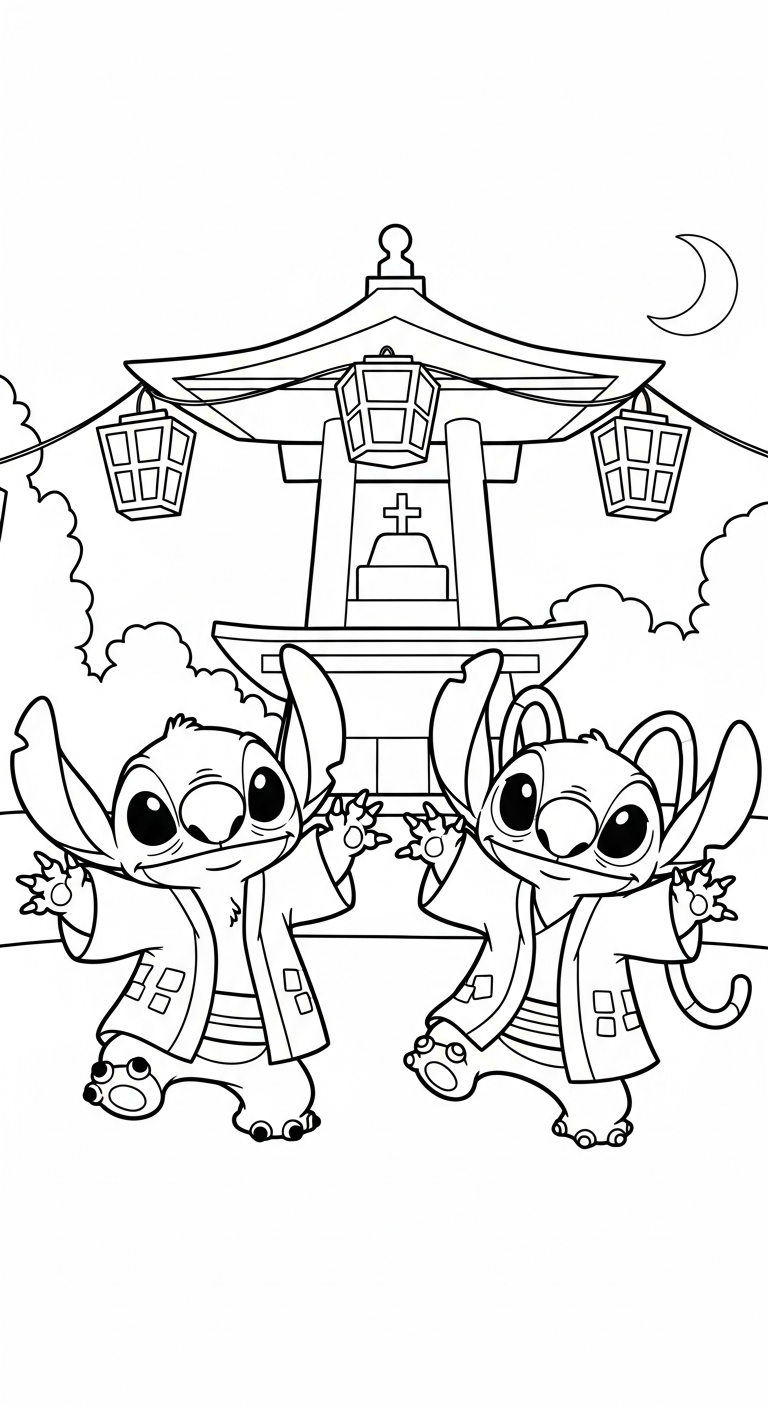 imprimer coloriage Stitch et Angel updated pour enfant 1