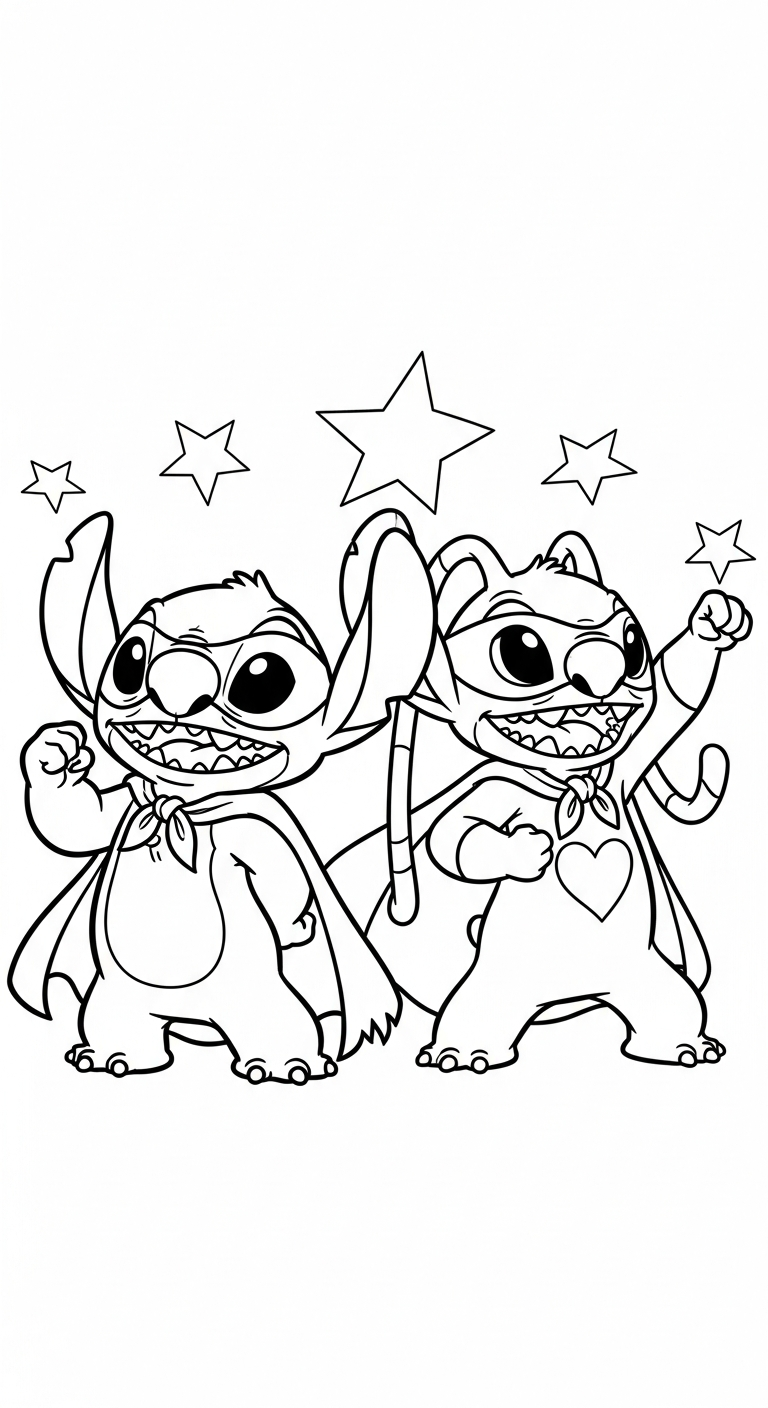 coloriage Stitch et Angel updated à imprimer pour enfant de 8 ans 1