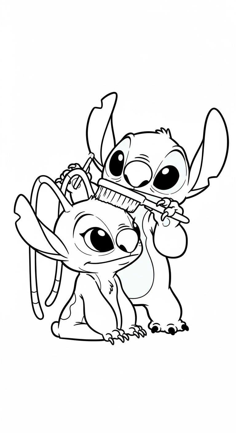 coloriage Stitch et Angel updated à imprimer pour enfants