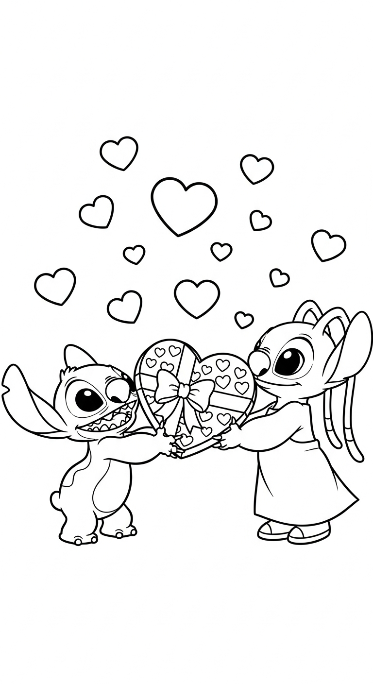 coloriage Stitch et Angel updated et découpage à imprimer