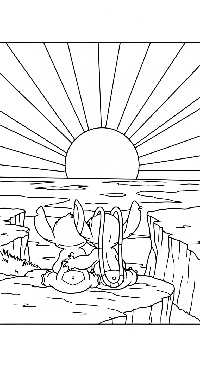 imprimer coloriage Stitch et Angel updated pour enfant