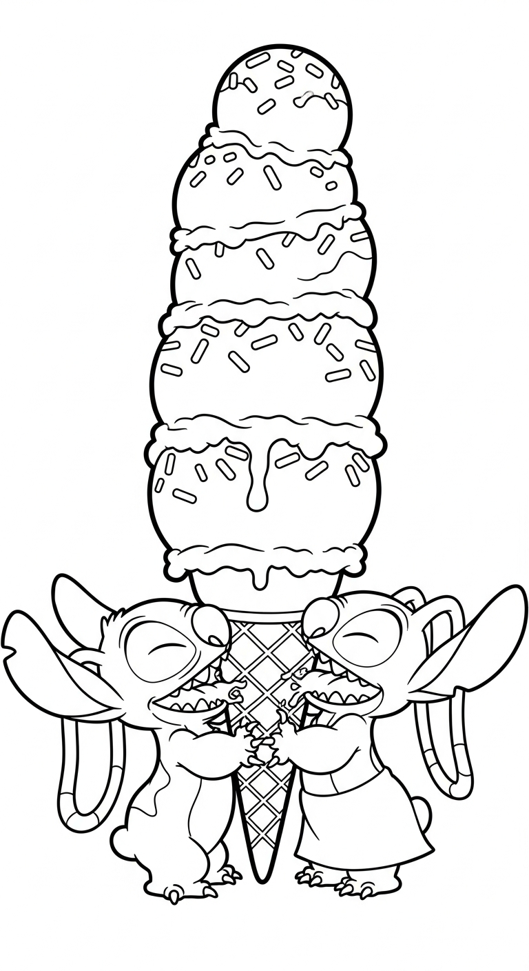 coloriage Stitch et Angel updated pour enfant à imprimer 1