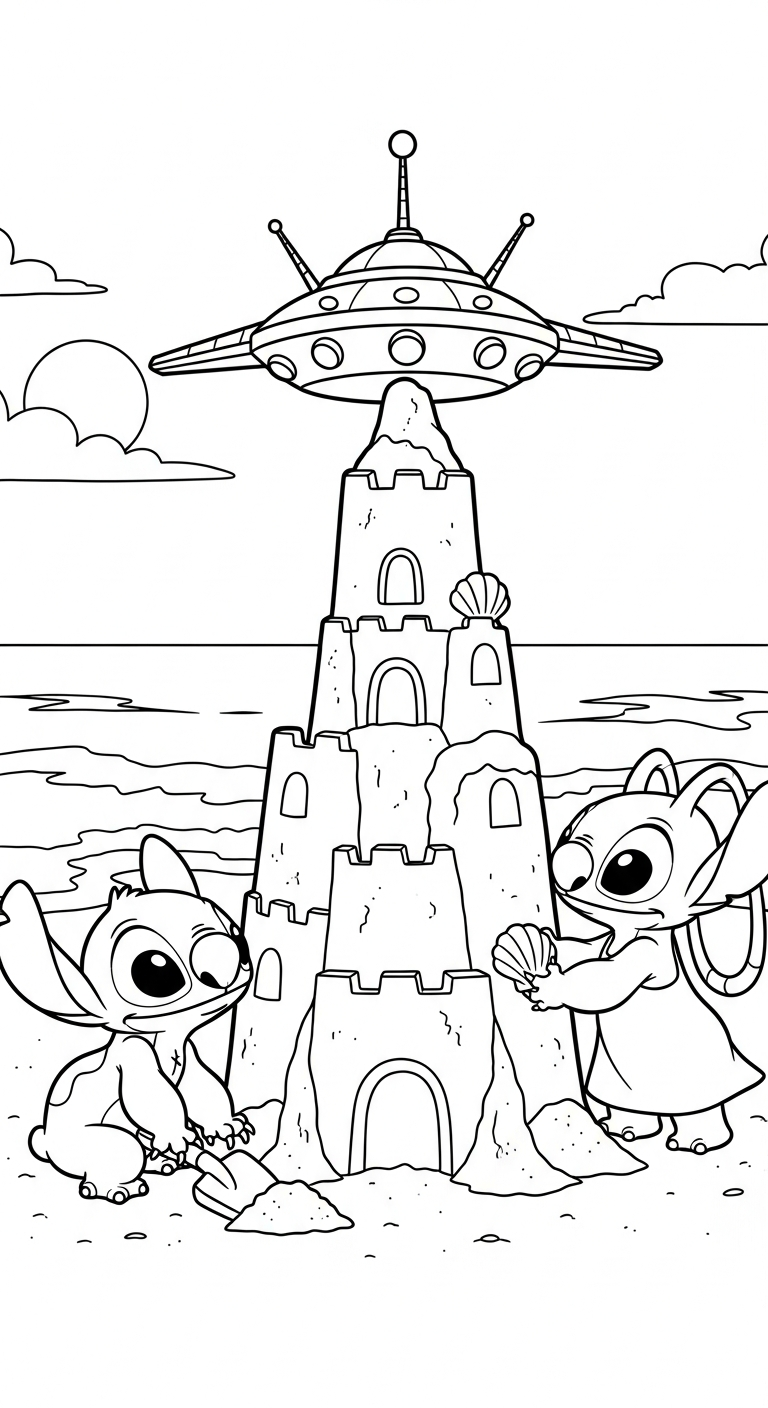 coloriage Stitch et Angel updated à imprimer pour enfant de 3 ans