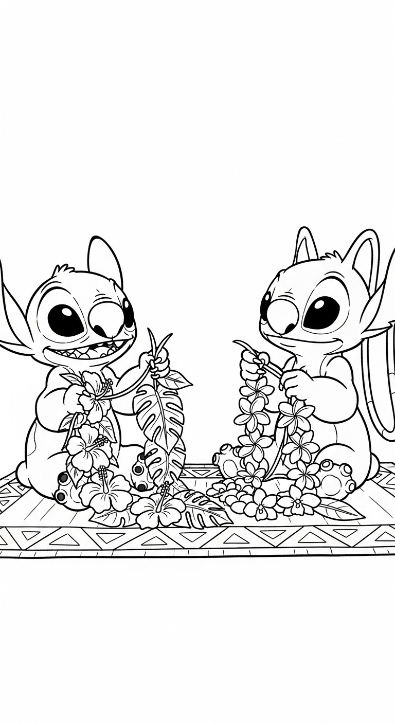 coloriage Stitch et Angel updated pour enfants