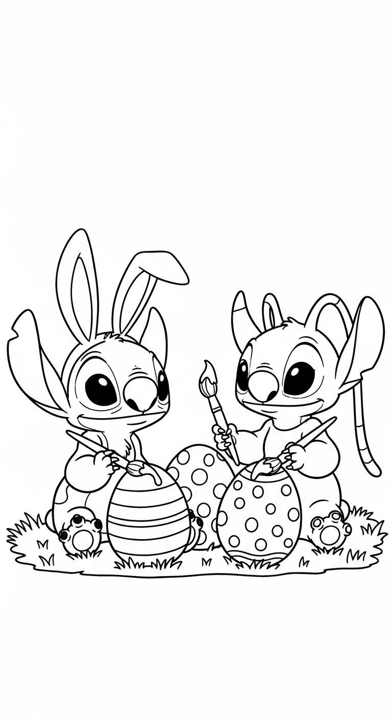 coloriage Stitch et Angel updated pour enfants a imprimer gratuit