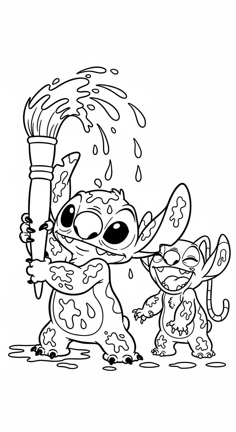 coloriage Stitch et Angel updated pour enfant de 5 ans