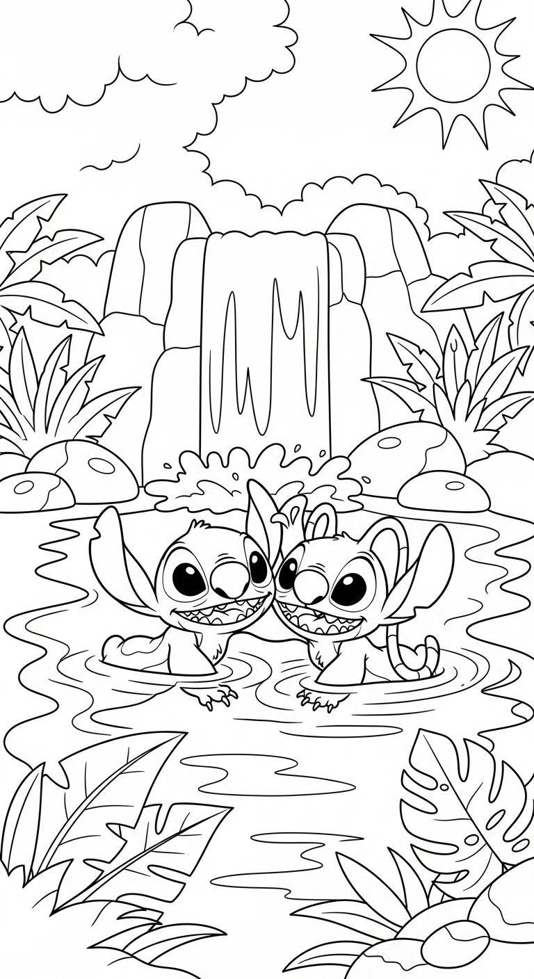 imprimer coloriage Stitch et Angel updated gratuit