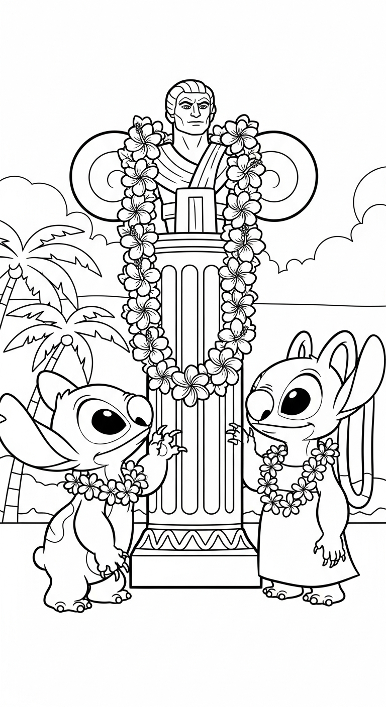 coloriage Stitch et Angel updated pour enfant à imprimer