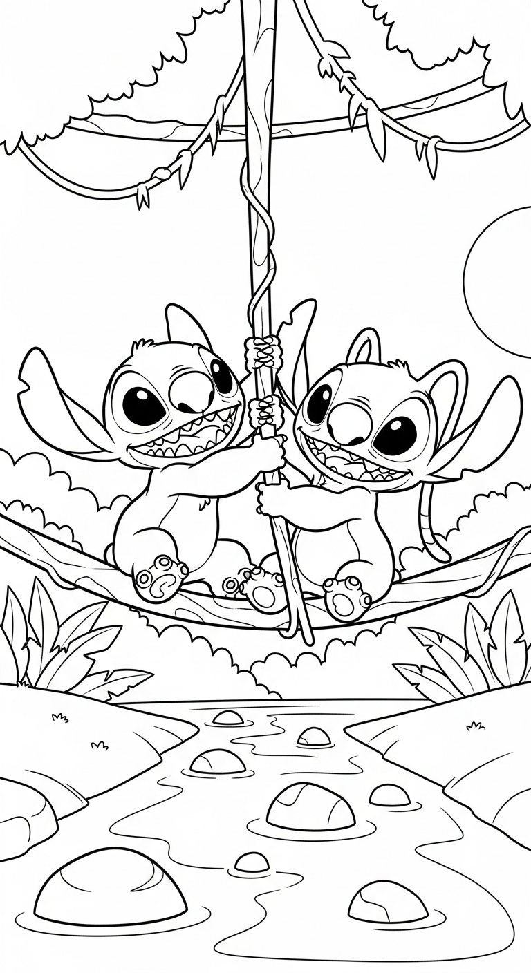 coloriage Stitch et Angel updated à imprimer pour enfant de 6 ans