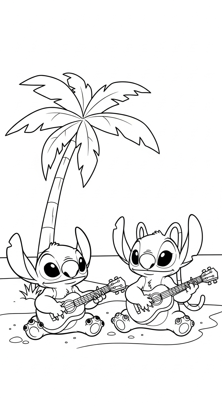 coloriage Stitch et Angel updated et decoupage a imprimer gratuit