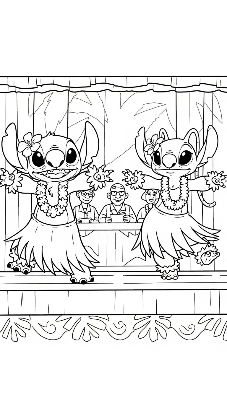 coloriage Stitch et Angel updated à imprimer pour enfant de 8 ans