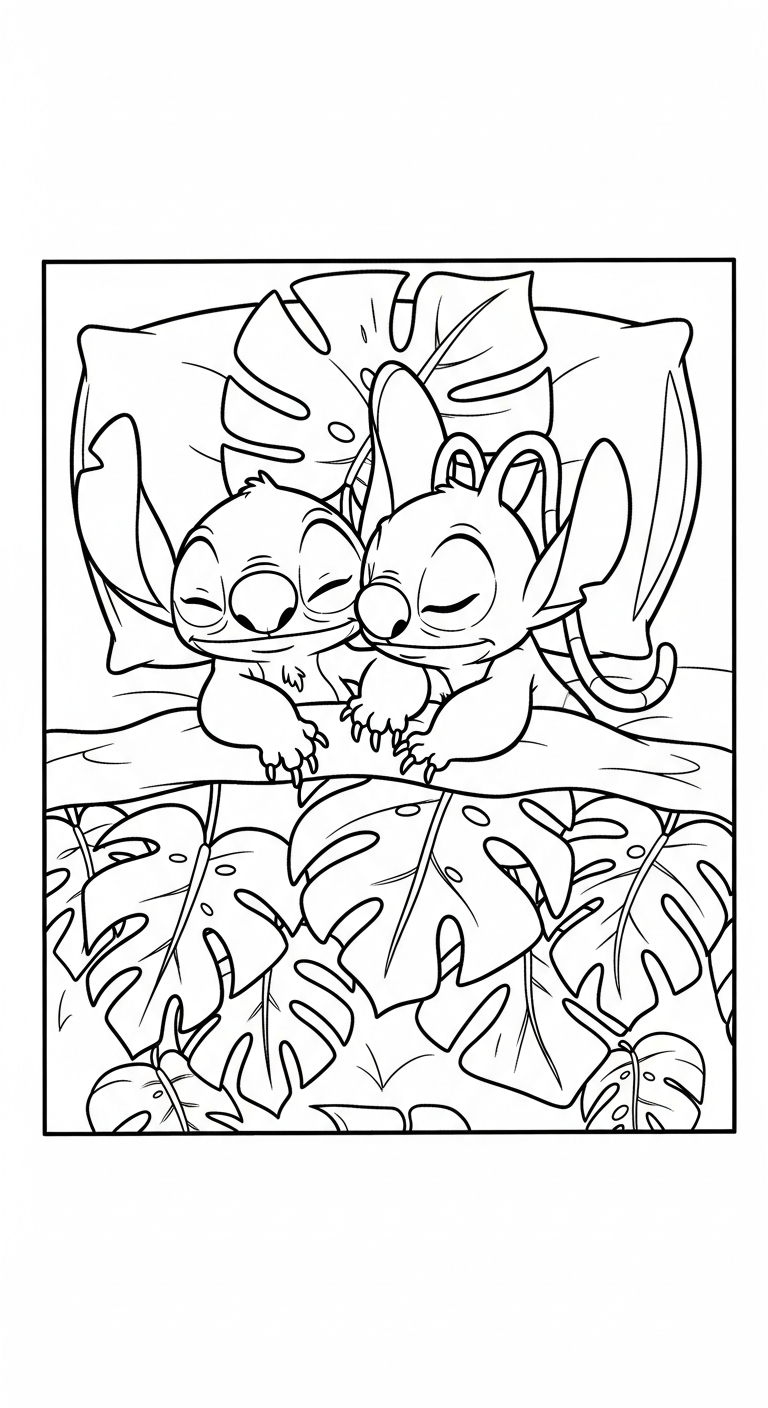 coloriage Stitch et Angel updated pour enfant a imprimer gratuit