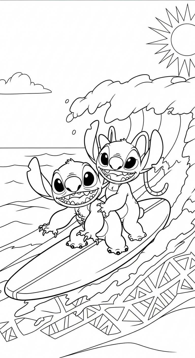 coloriage Stitch et Angel updated gratuit en ligne