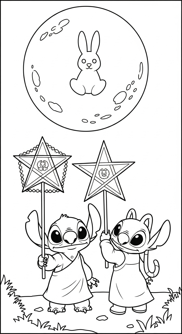 coloriage Stitch et Angel updated pour enfant de 6 ans