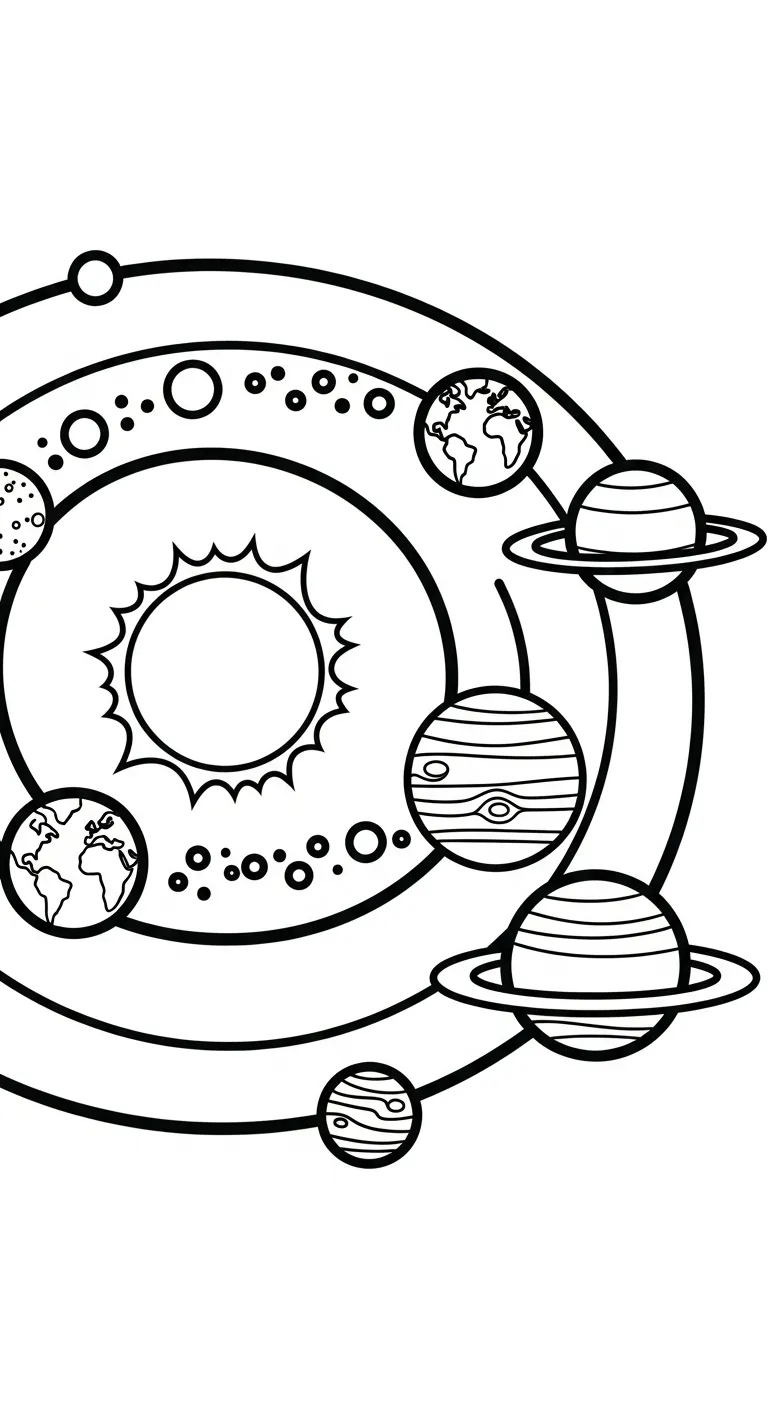 coloriage Système Solaire pour bebe a imprimer
