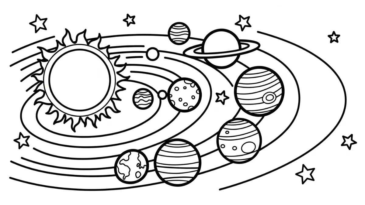 coloriage Système Solaire pour enfants à imprimer