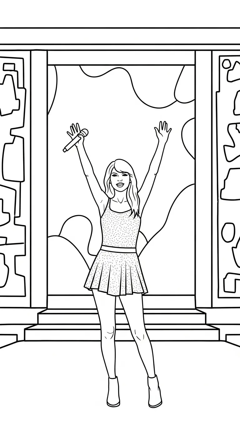 coloriage Taylor Swift à imprimer pour enfant de 6 ans