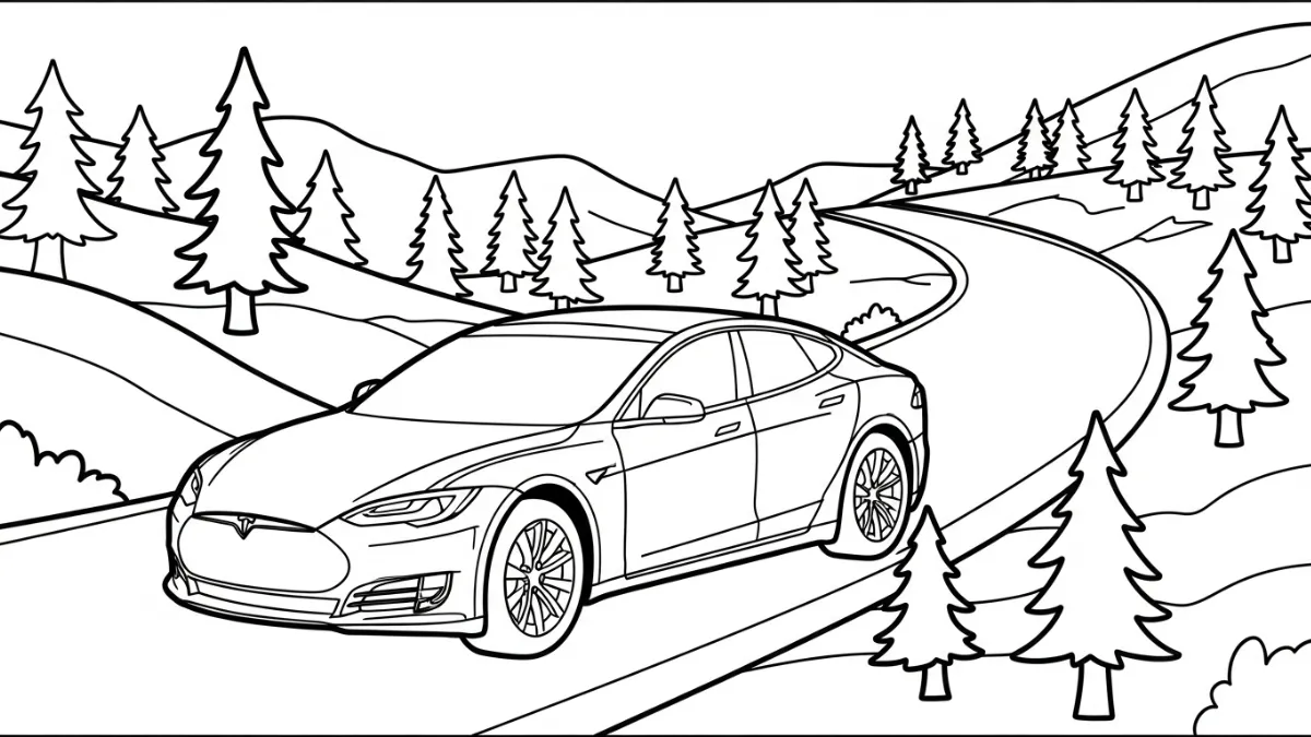 coloriage Tesla de pour enfants