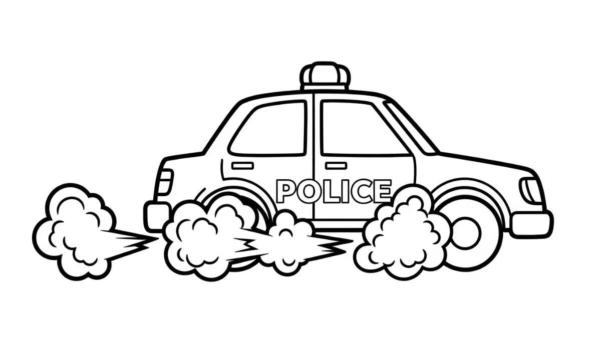 coloriage Voiture de Police à imprimer pour enfant de 6 ans 1
